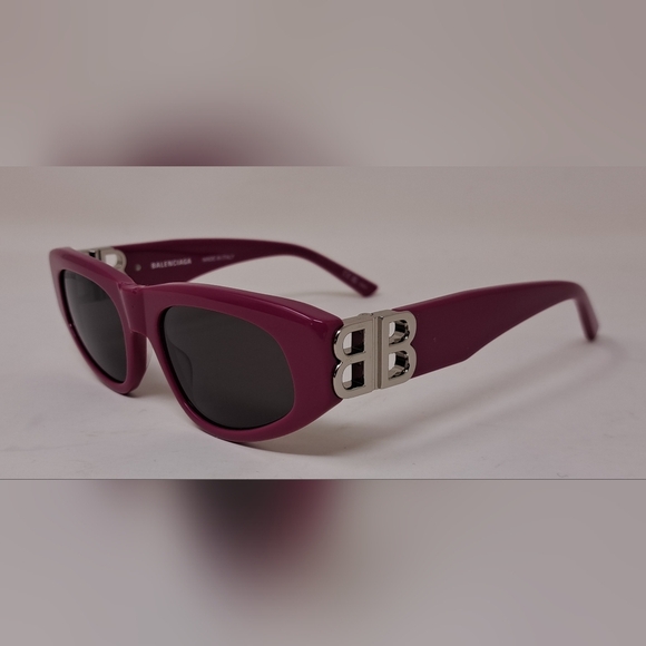 Balenciaga Sunglasses Fuschia Gray BB Temples Oval Cat Eye BB0095S 53-19-135 XL - Picture 3 of 16